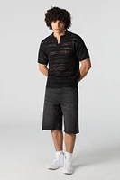 Open Knit Short Sleeve Polo