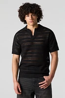 Open Knit Short Sleeve Polo