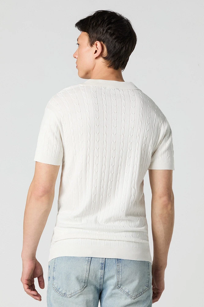 Haut en tricot torsadé avec col et encolure V