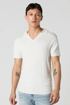 Haut en tricot torsadé avec col et encolure V