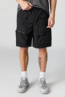 Short cargo avec poches à fermeture glissière et taille coulissante