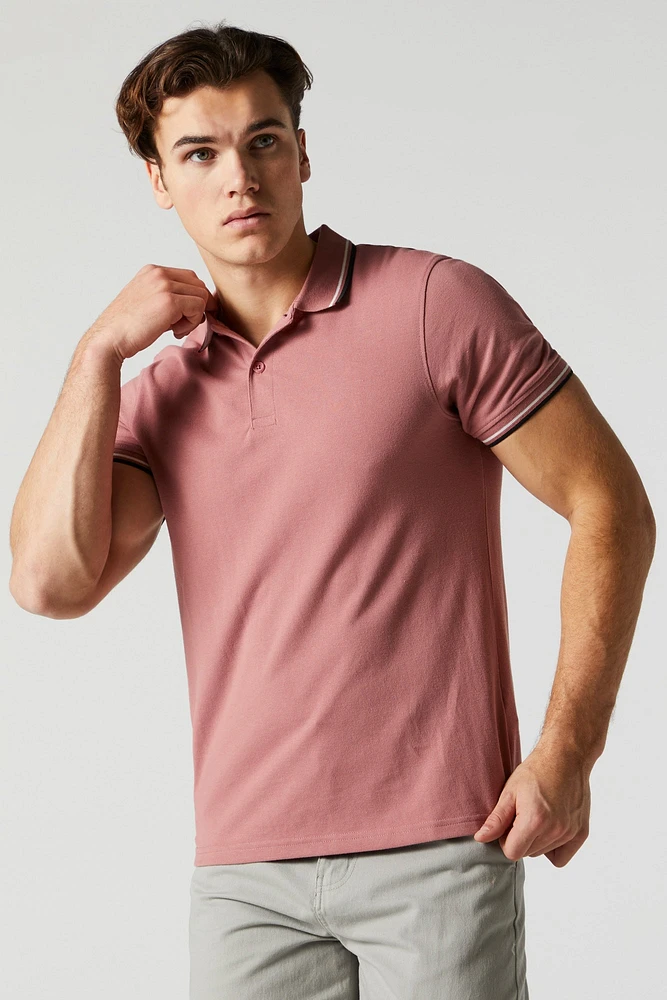 Coloured Striped Trim Polo Top