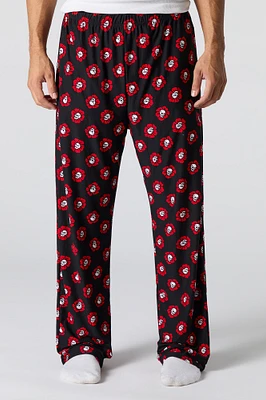 Pantalon de pyjama à imprimé crânes et fleurs