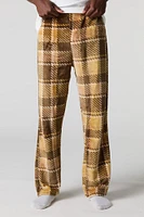 Pantalon de pyjama pelucheux à carreaux bruns