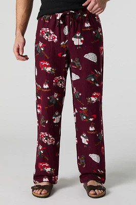 Animal Winter Sports Print Pajama Pant