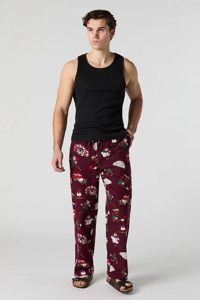 Animal Winter Sports Print Pajama Pant