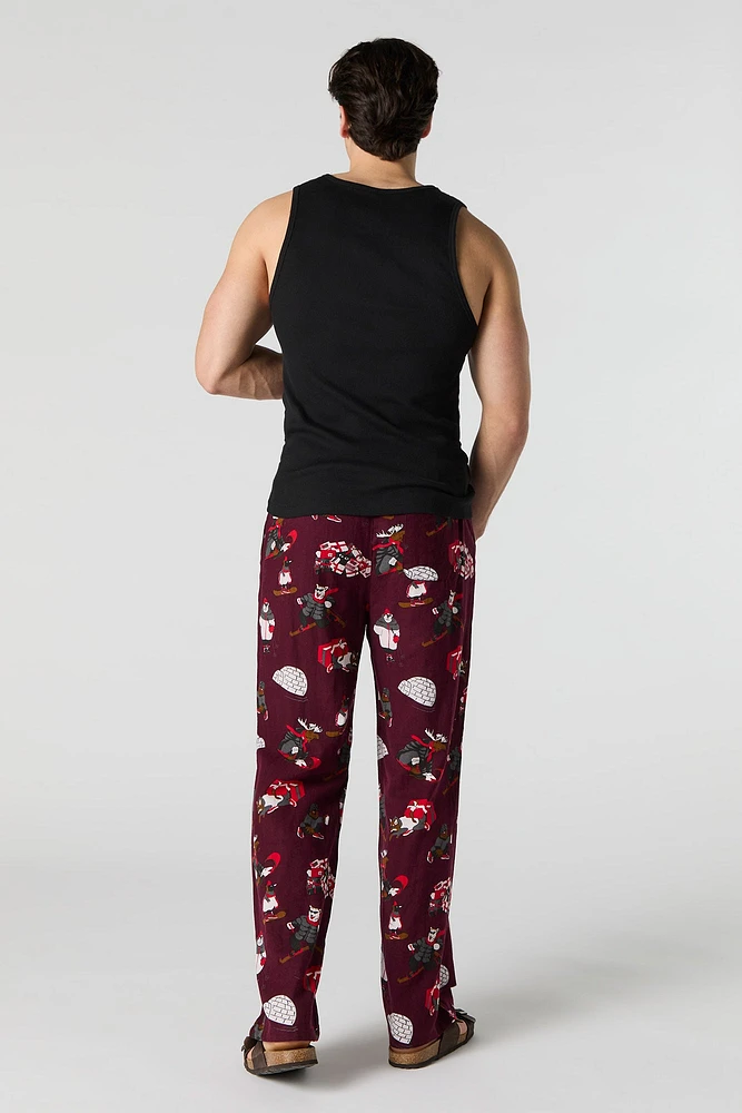 Animal Winter Sports Print Pajama Pant