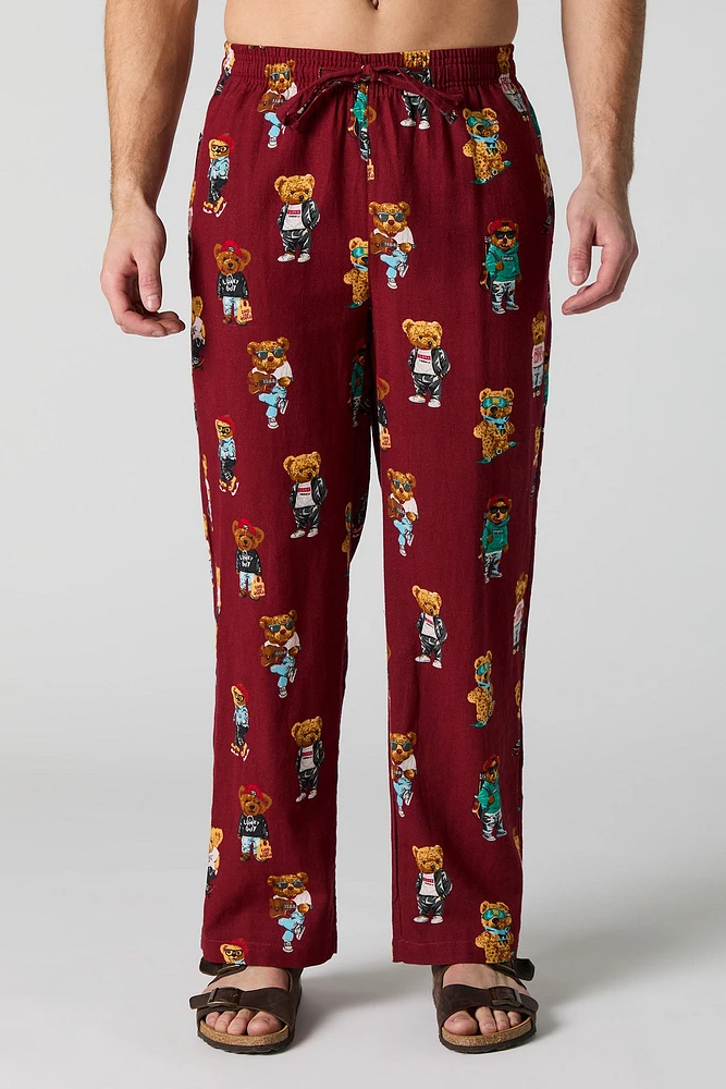 Cool Teddy Bear Print Pajama Pant