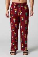 Cool Teddy Bear Print Pajama Pant