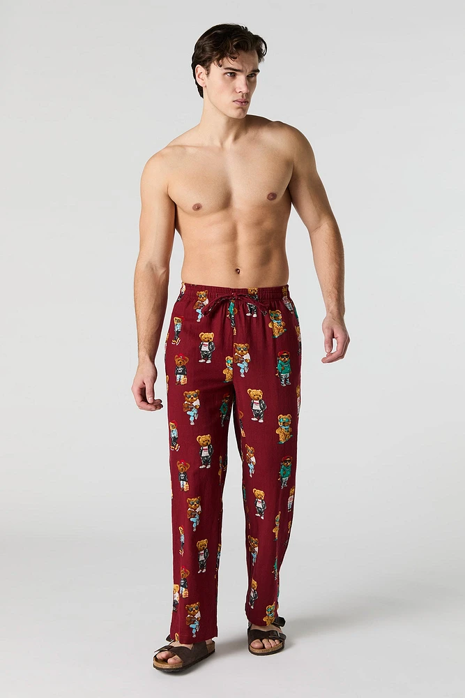 Cool Teddy Bear Print Pajama Pant