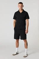 Terry Striped Drawstring Short