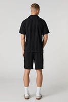 Terry Striped Drawstring Short