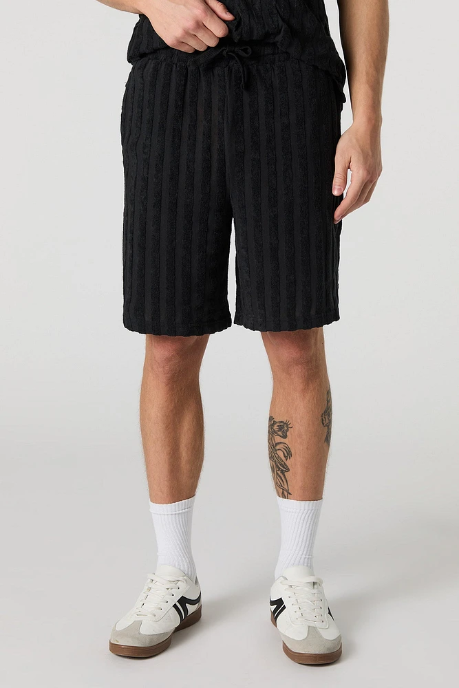Terry Striped Drawstring Short