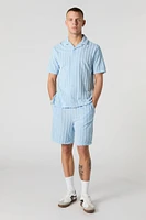 Short en tissu bouclé rayé à taille coulissante