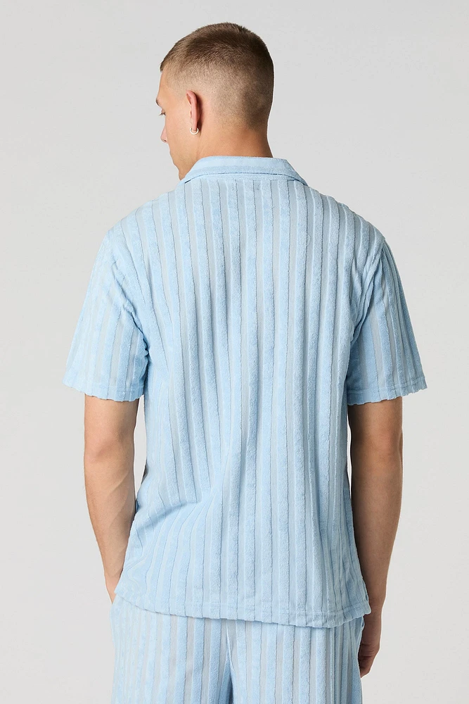 Haut boutonné en tissu bouclé ray