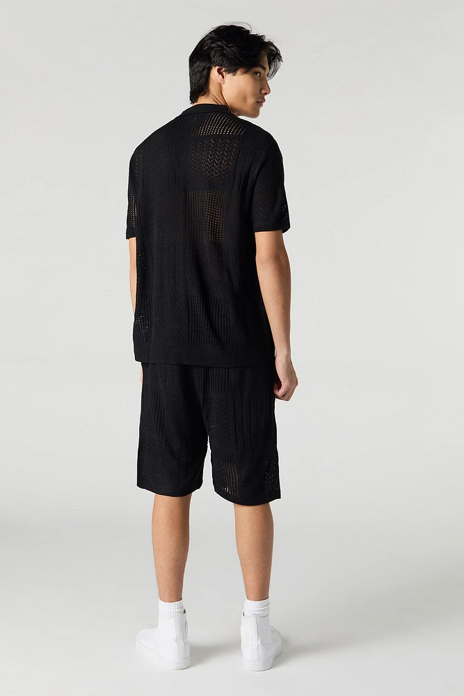 Short à taille coulissante en tricot ouvert pièces
