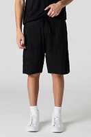 Patch Open Knit Drawstring Short