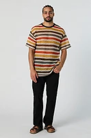 Striped Crochet Crewneck T-Shirt