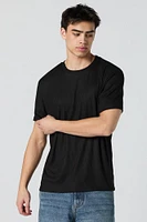 Ribbed Knit Crewneck T-Shirt