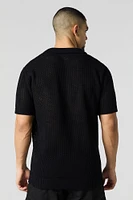 Open Knit Polo T-Shirt