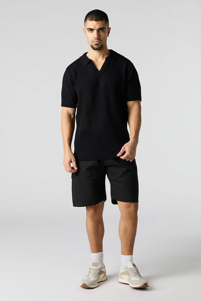 Open Knit Polo T-Shirt