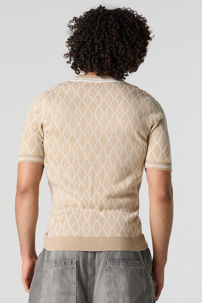 Polo en tricot de jacquard à motif losanges