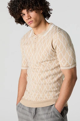 Polo en tricot de jacquard à motif losanges