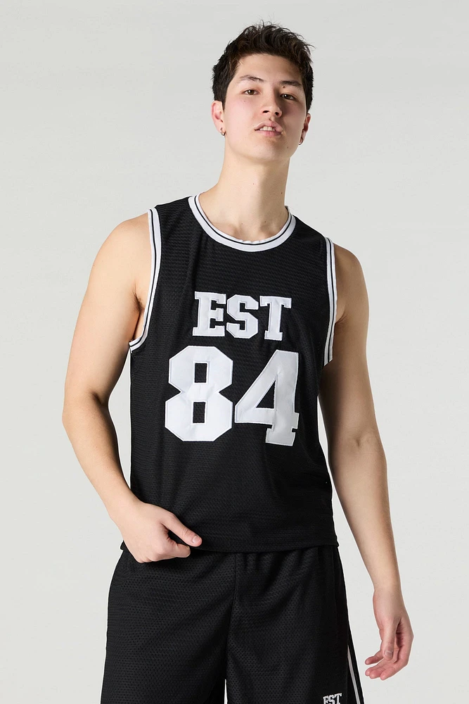 Est 84 Embroidered Mesh Basketball Jersey