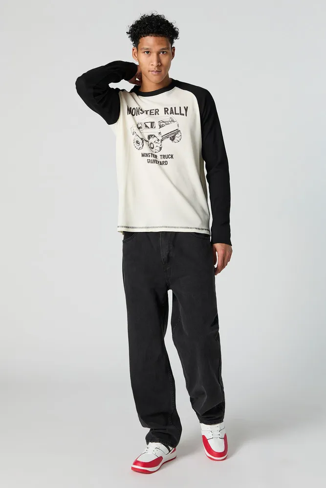 Monster Rally Graphic Raglan Long Sleeve Top