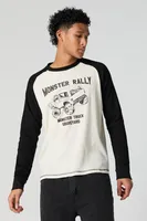 Monster Rally Graphic Raglan Long Sleeve Top