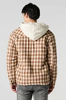 Plaid Sherpa Lined Hooded Shacket