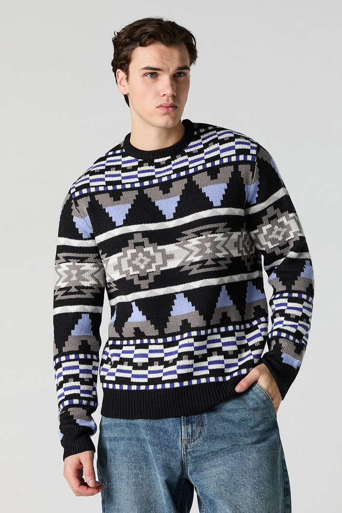 Fair Isle Jacquard Knit Sweater