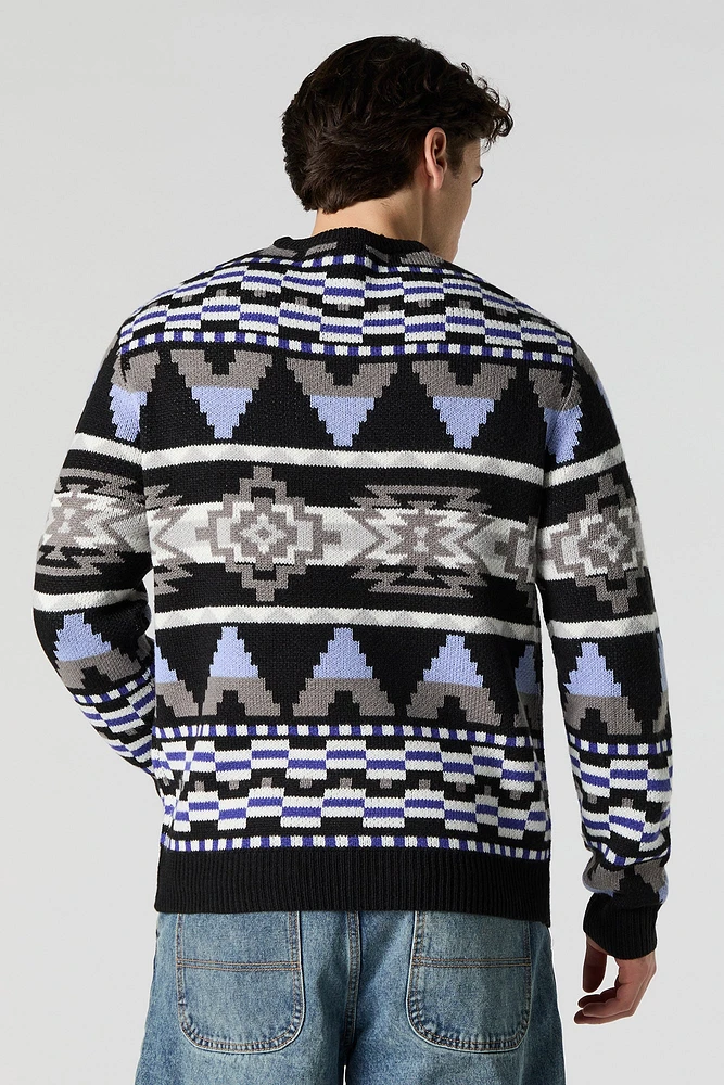 Fair Isle Jacquard Knit Sweater