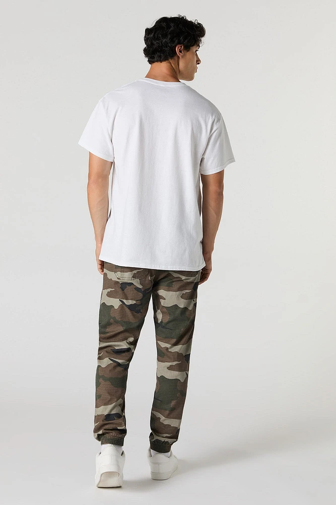 Jogger cargo à motif camouflage avec poche cachée