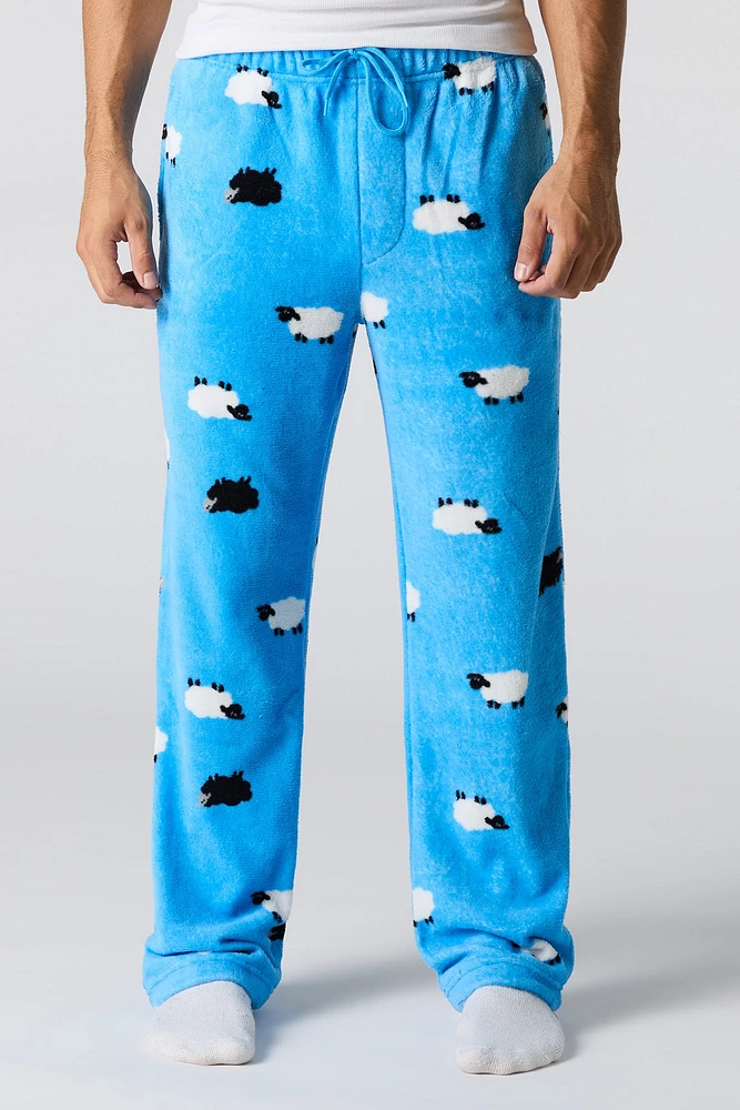 Pantalon de pyjama en peluche à imprimé Mouton