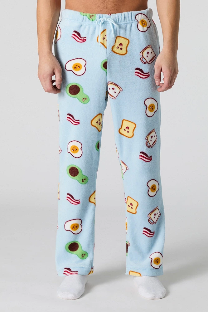 Pantalon de pyjama pelucheux à imprimé déjeuner