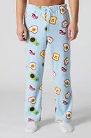 Pantalon de pyjama pelucheux à imprimé déjeuner