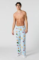 Pantalon de pyjama pelucheux à imprimé déjeuner