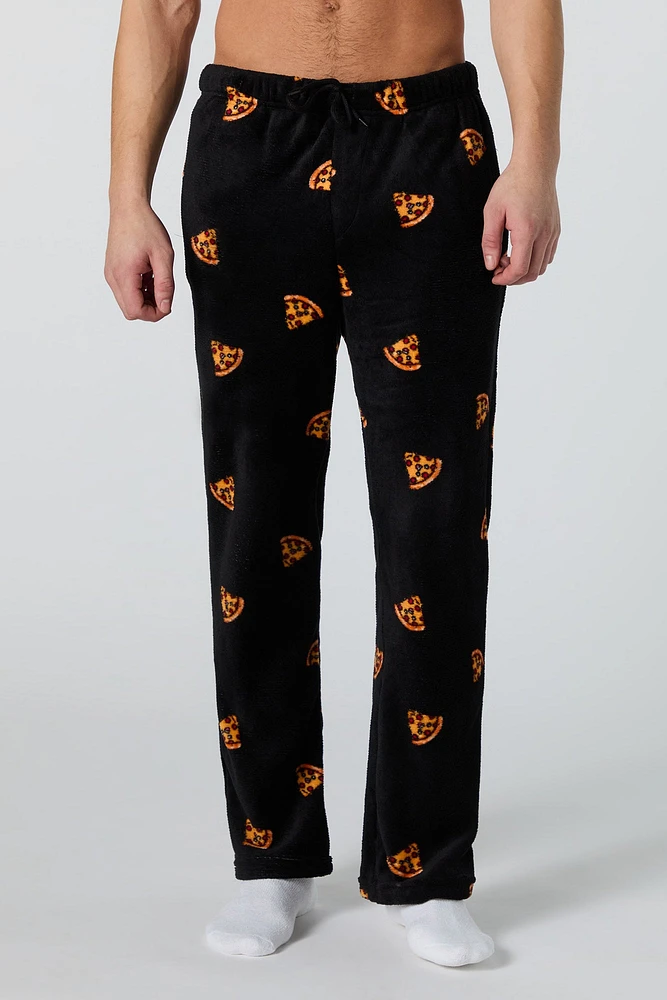 Pantalon de pyjama en peluche à imprimé Pizza