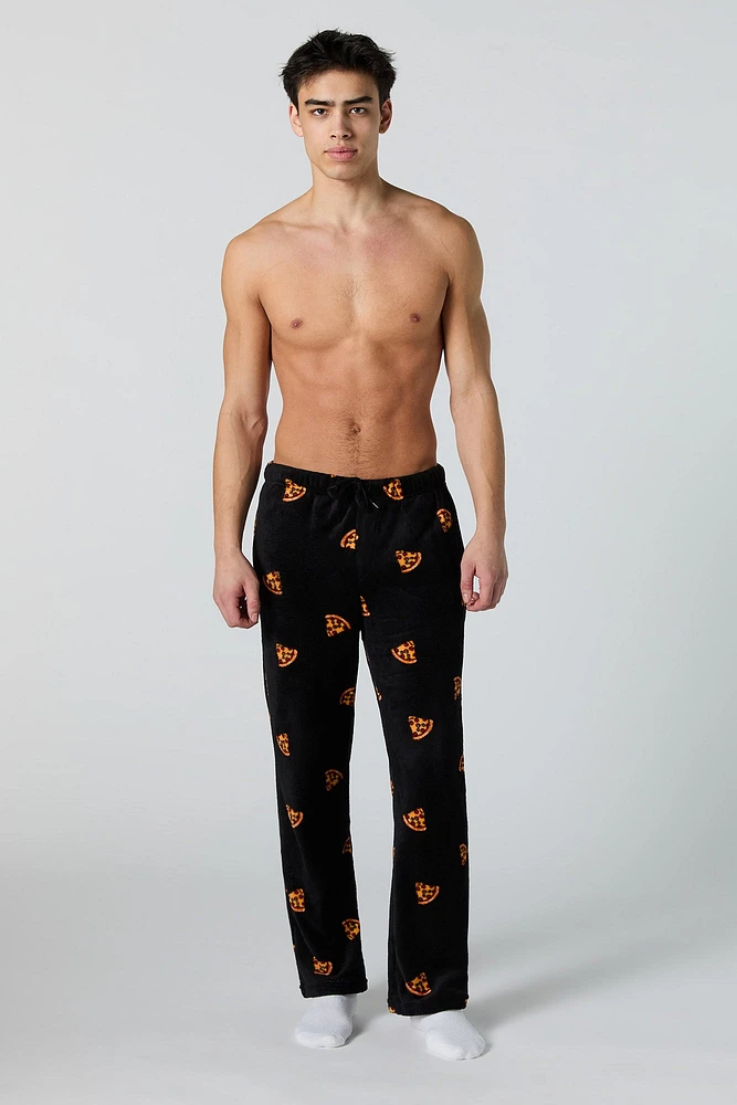 Pantalon de pyjama en peluche à imprimé Pizza