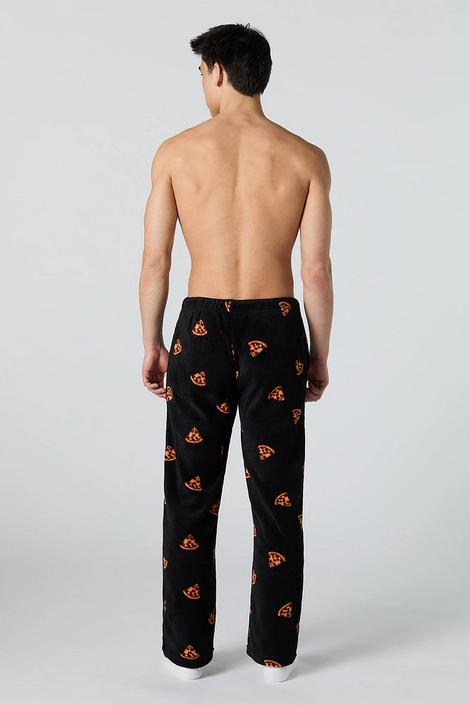 Pantalon de pyjama en peluche à imprimé Pizza