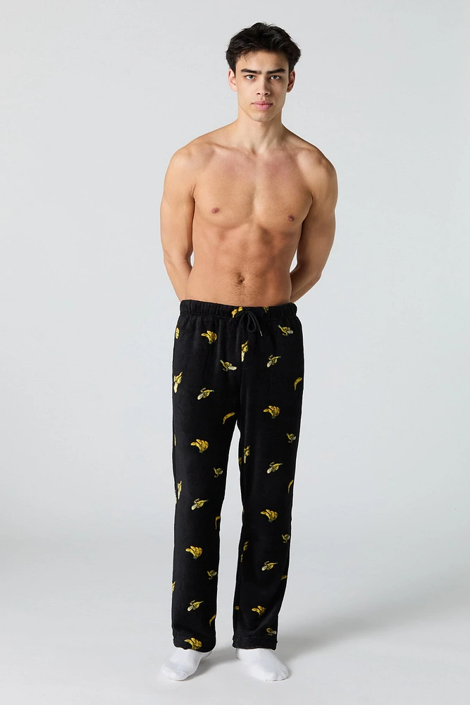 Pantalon de pyjama en peluche à imprimé Banane