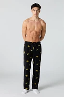 Pantalon de pyjama en peluche à imprimé Banane