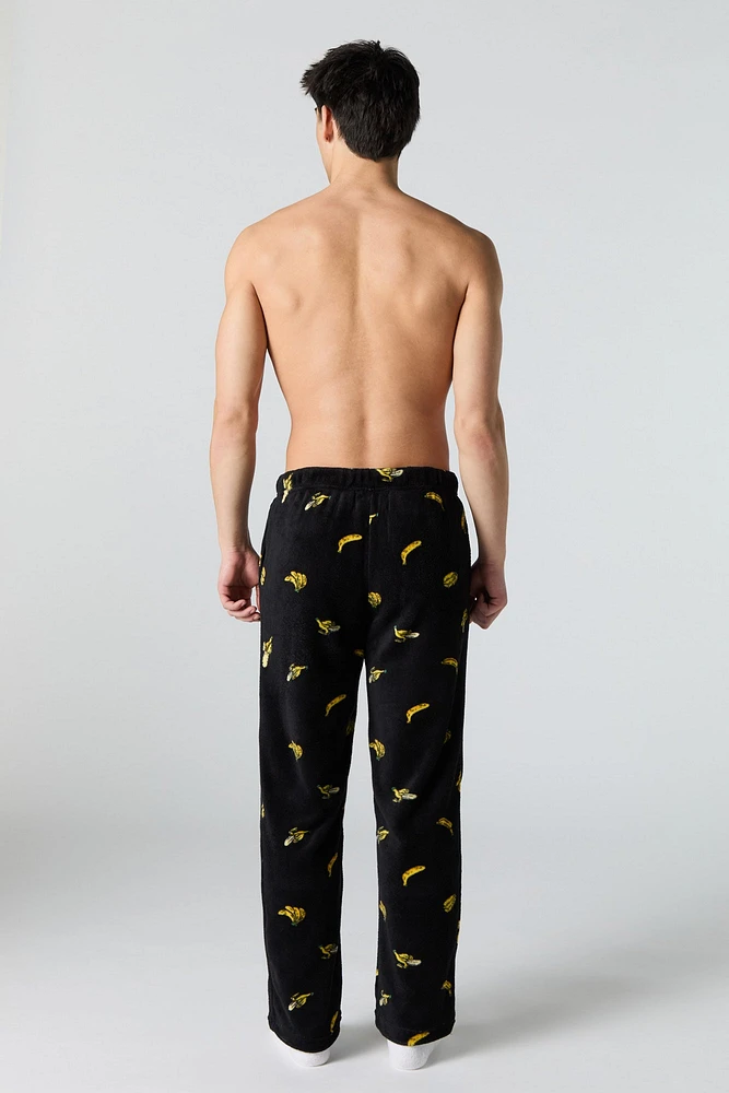 Pantalon de pyjama en peluche à imprimé Banane