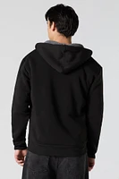 Sherpa Lined Zip-Up Fleece Hoodie