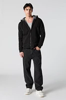 Sherpa Lined Zip-Up Fleece Hoodie