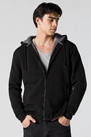 Sherpa Lined Zip-Up Fleece Hoodie