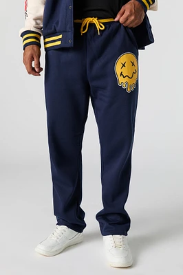 Pantalon collégien en molleton à broderie Smiley fondu