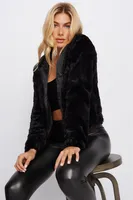 Faux-Fur Zip-Up Hooded Jacket