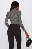 Striped Mock Neck Long Sleeve Bodysuit